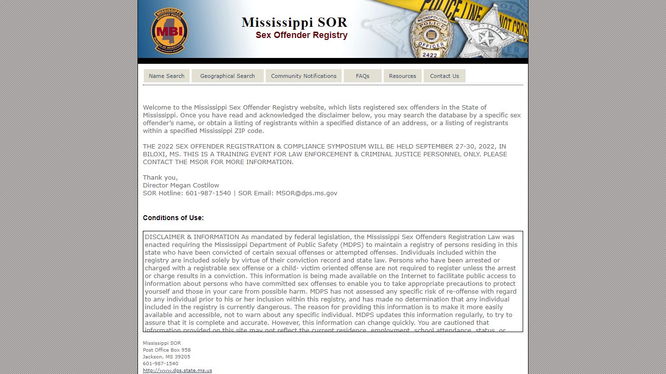 Public Sex Offender Registry - MS