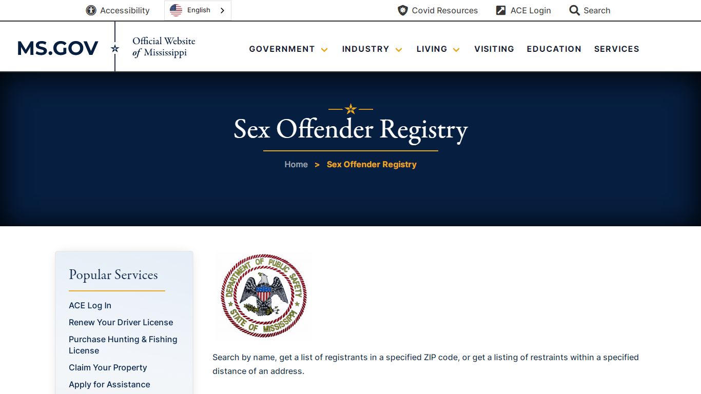 Sex Offender Registry | MS.GOV