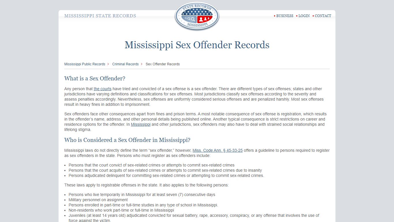 Mississippi Sex Offender Records | StateRecords.org